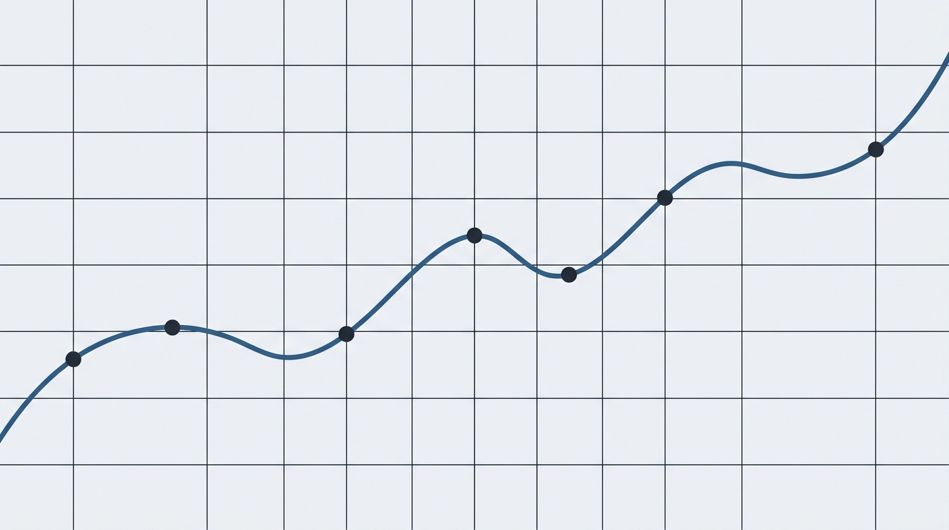 Abstrakte Trendkurve mit Beobachtungspunkten